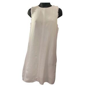 Thread & Supply Elegant White Linen Blend Lined Sleeveless Dress